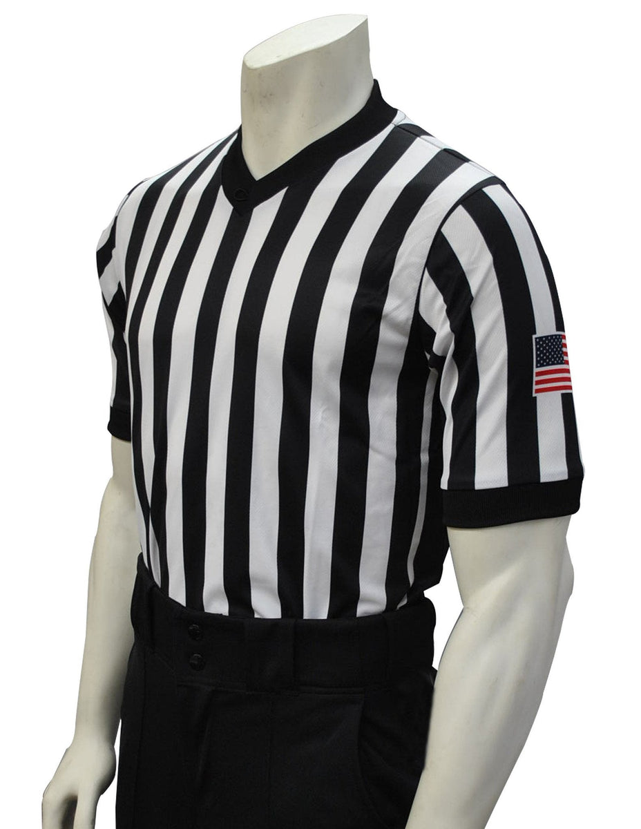 Smitty Official Referee Shirt Black / White Stripe Short Sleeve