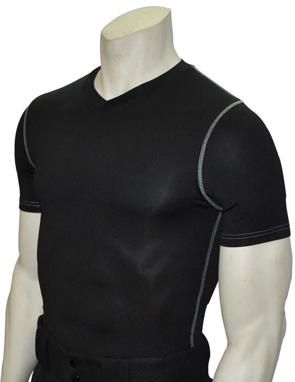 Smitty Black Compression Short Sleeve V-Neck Shirt - Stripes Plus